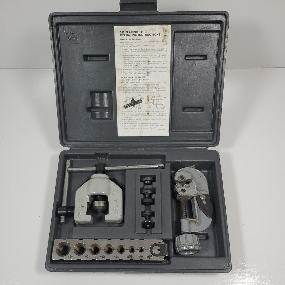 RIDGID 345 Flaring Tool Set 45 Degree w/ Cutters & Adapters Complete w/ Box